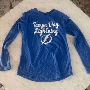NHL Tampa Bay Lightning Blue Long Sleeve Tee with White Logo